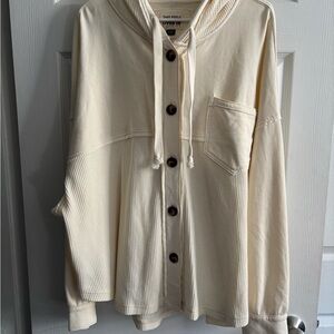 American Eagle Outfitters Cream Button Down Shirt